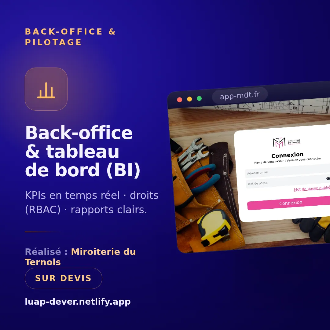 Back-office & tableau de bord (BI)